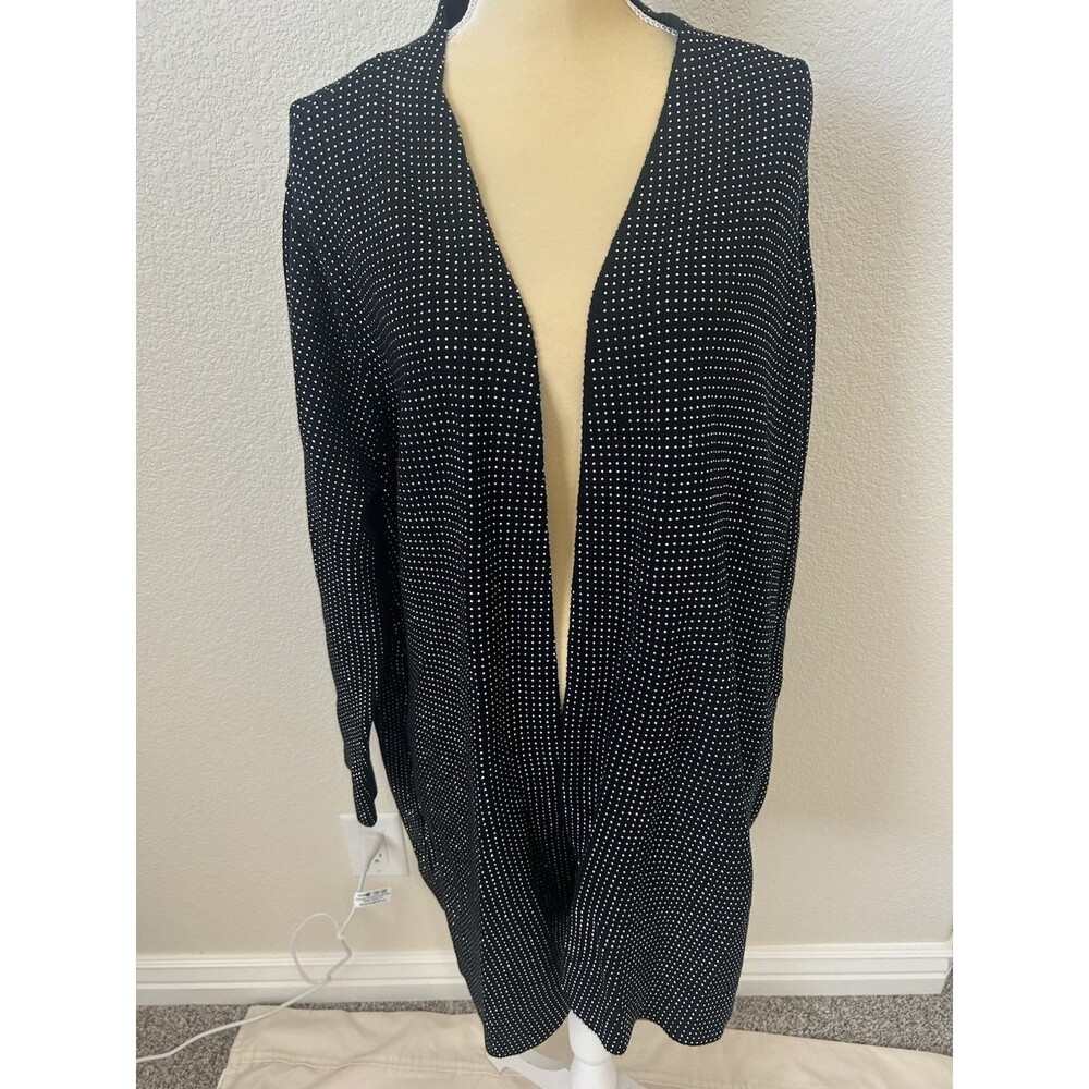 NWT INC Black Shiny Silver Studded Long Heavy Sweater Cardigan SZ 1X Fits Like L